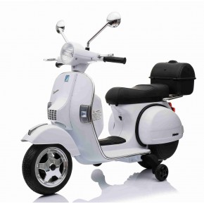 Piaggio Vespa PX 150 Bianca Moto Elettrica da Bambini Batteria 12 V 2