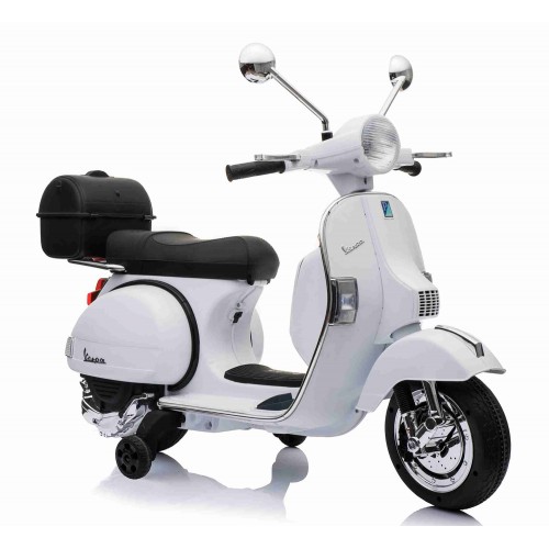 Piaggio Vespa PX 150 Bianca Moto Elettrica da Bambini Batteria 12 V