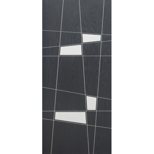 Pannello Trap per Porta Blindata Grigio Pantografato con Inserti Moderni