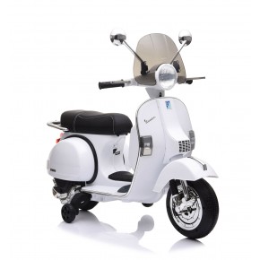 Piaggio Vespa PX 150 Bianca Moto Elettrica da Bambini Batteria 12 V