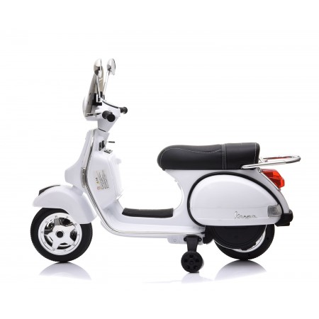 Piaggio Vespa PX 150 Bianca Moto Elettrica da Bambini Batteria 12 V