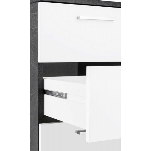 Scrivania Angolare Ufficio 180x160 cm con 3 Cassetti Bianco Grigio