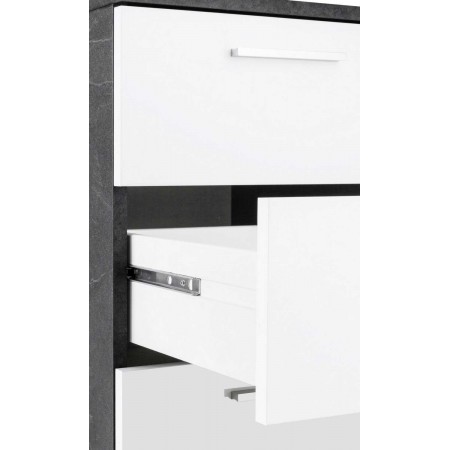 Scrivania Angolare Ufficio 180x160 cm con 3 Cassetti Bianco Grigio