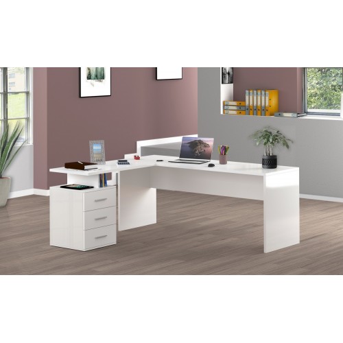 Scrivania Angolare Cassettiera Bianco Moderno Grande da Ufficio Cameretta