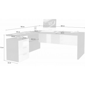 Scrivania Angolare Cassettiera Bianco Moderno Grande da Ufficio Cameretta 2