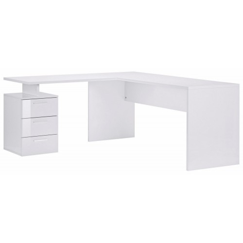 Scrivania Angolare Cassettiera Bianco Moderno Grande da Ufficio Cameretta