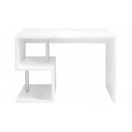 Scrivania Bianca Laccata Lucida 100 cm con Ripiani Libreria