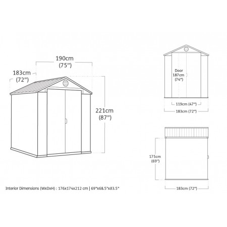 Casetta da Giardino 190x183x221 cm Effetto Legno EVOTECH+ Doppia Porta