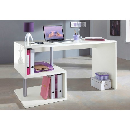 Scrivania 140 con Ripiani Libreria Bianco Porta Documenti Ufficio Camera