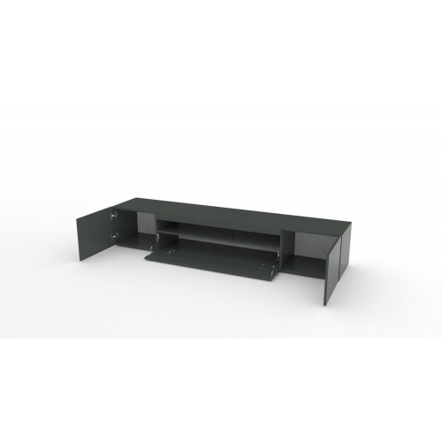 Mobile Basso Moderno Porta TV Antracite Salone con 2 Ante Ribalta Credenza