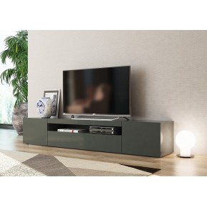 Mobile Basso Moderno Porta TV Antracite Salone con 2 Ante Ribalta Credenza