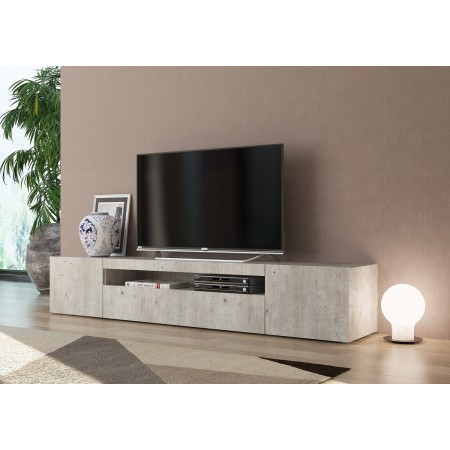 Mobile Cemento 200 Basso Moderno Porta TV Soggiorno con 2 Ante Ribalta