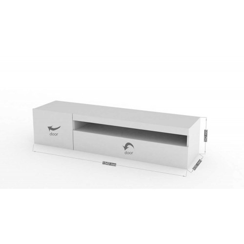 Mobile Bianco Moderno Porta TV 155 Basso Soggiorno con Anta Ribalta Legno