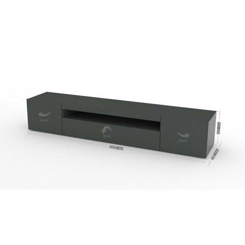 Mobile Basso Moderno Porta TV Antracite Salone con 2 Ante Ribalta Credenza