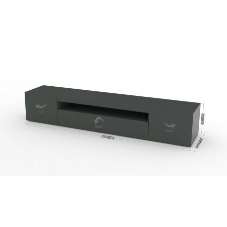 Mobile Basso Moderno Porta TV Antracite Salone con 2 Ante Ribalta Credenza