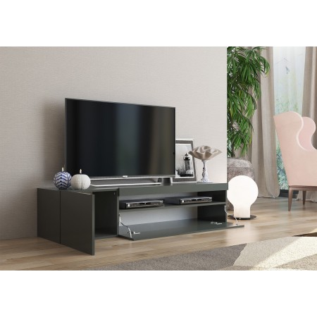 Mobile Moderno Porta TV 150 Basso Antracite Soggiorno Anta Ribalta Legno