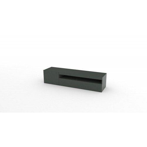 Mobile Moderno Porta TV 150 Basso Antracite Soggiorno Anta Ribalta Legno