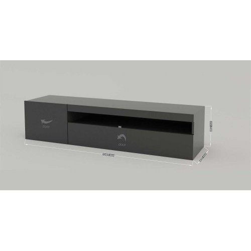 Mobile Moderno Porta TV 150 Basso Antracite Soggiorno Anta Ribalta Legno