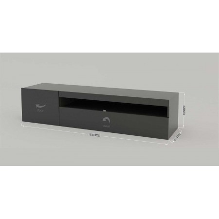 Mobile Moderno Porta TV 150 Basso Antracite Soggiorno Anta Ribalta Legno