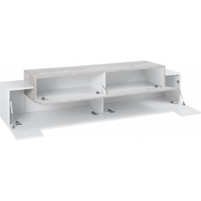 Credenza con Ante a Ribalta 200 Porta TV Bianco Cemento Basso Soggiorno 2