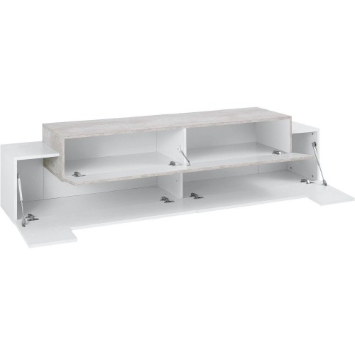 Credenza con Ante a Ribalta 200 Porta TV Bianco Cemento Basso Soggiorno