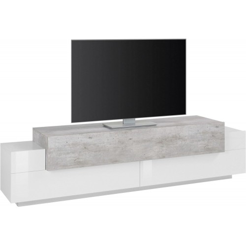 Credenza con Ante a Ribalta 200 Porta TV Bianco Cemento Basso Soggiorno
