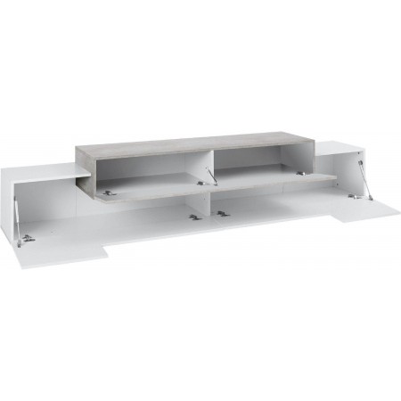 Mobile Porta TV Basso con Ante a Ribalta 240 Bianco Acero Credenza Salone