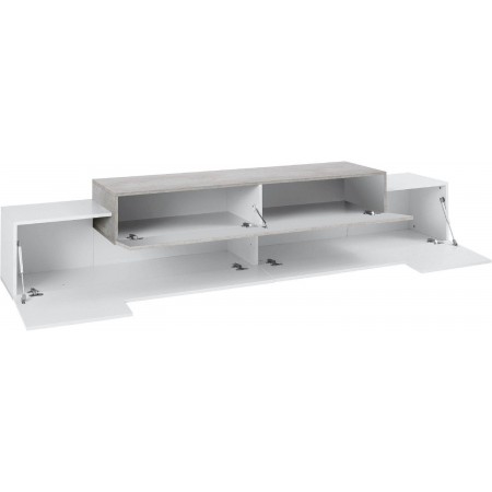 Mobile Porta TV Basso con Ante a Ribalta 240 Bianco Acero Credenza Salone