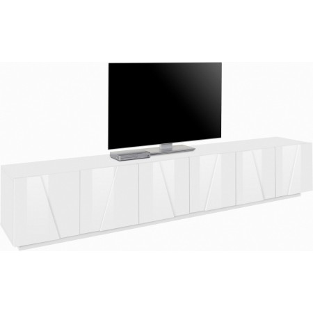 Porta TV Moderno Bianco 240 Basso Mobile Soggiorno Anta Battente Credenza