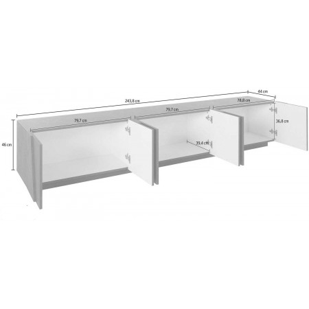 Mobile Moderno Cemento 240 Basso Porta TV Soggiorno Anta Battente Credenza