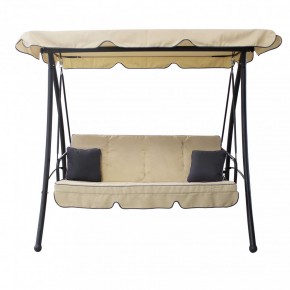 Dondolo Beige Reclinabile 3 Posti Tetto Copertura Telo Giardino Terrazzo 2