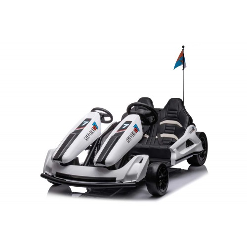 Go Kart Bianco Auto Elettrica Ruote Macchina per Bambino a Batteria 24 V