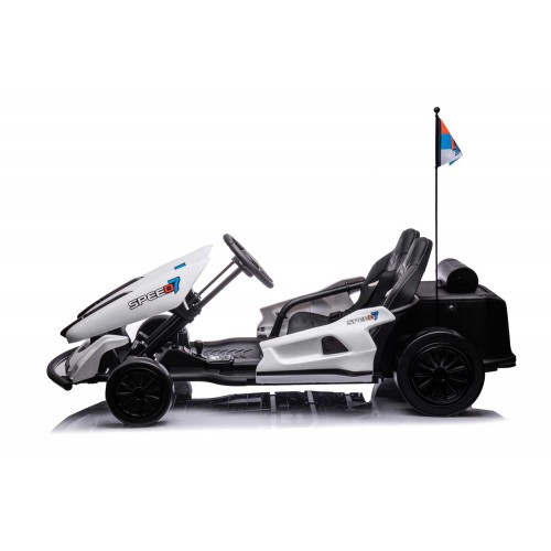 Go Kart Bianco Auto Elettrica Ruote Macchina per Bambino a Batteria 24 V