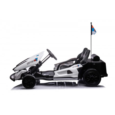 Go Kart Bianco Auto Elettrica Ruote Macchina per Bambino a Batteria 24 V