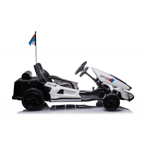Go Kart Bianco Auto Elettrica Ruote Macchina per Bambino a Batteria 24 V