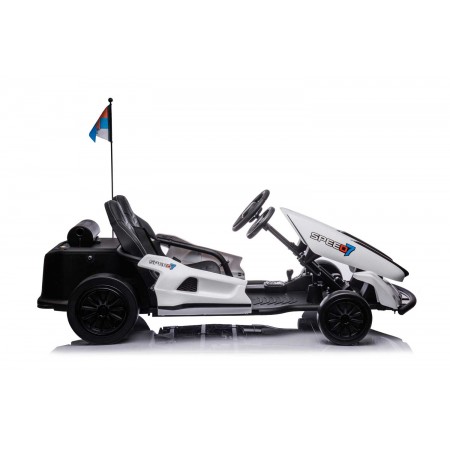Go Kart Bianco Auto Elettrica Ruote Macchina per Bambino a Batteria 24 V