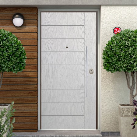 Porta di sicurezza per Esterno Blindata con Pannello Bianco Pantografato