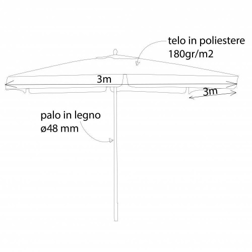 Ombrellone Avorio Quadrato 3x3 Tavolo Terrazzo Estate Giardino Ombra