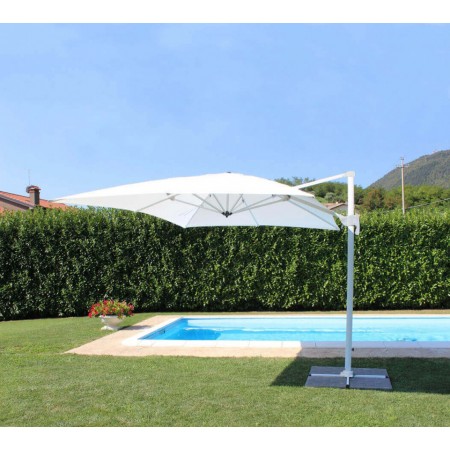 Ombrellone 3x3 Bianco in Alluminio con Palo Decentrato Braccio Laterale