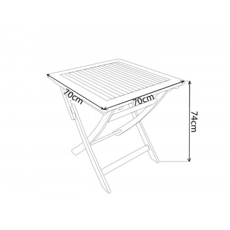 Tavolo Pieghevole 70x70 da Balcone Giardino in Legno Quadrato Esterno