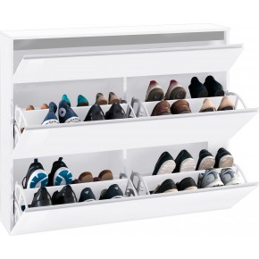 Scarpiera Bianco Lucido 3 Ante Ribalta Mobile Moderno Scarpe in Legno