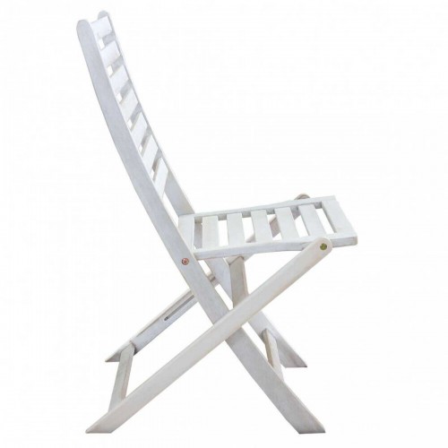 Set 2 Sedie da Giardino Bianco Pieghevoli in Legno Poltrona da Esterno