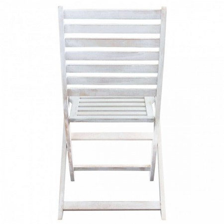 Set 2 Sedie da Giardino Bianco Pieghevoli in Legno Poltrona da Esterno