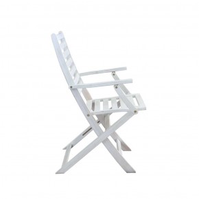 Set 2 Sedie da Giardino con Braccioli Bianco Pieghevoli in Legno Poltrona 2