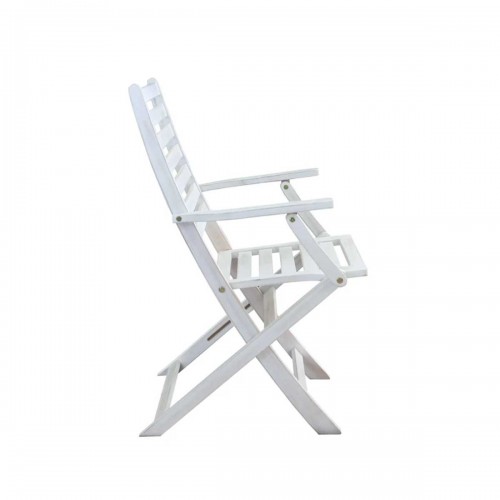 Set 2 Sedie da Giardino con Braccioli Bianco Pieghevoli in Legno Poltrona
