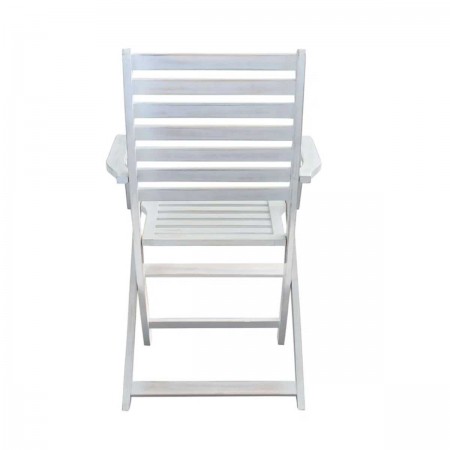 Set 2 Sedie da Giardino con Braccioli Bianco Pieghevoli in Legno Poltrona