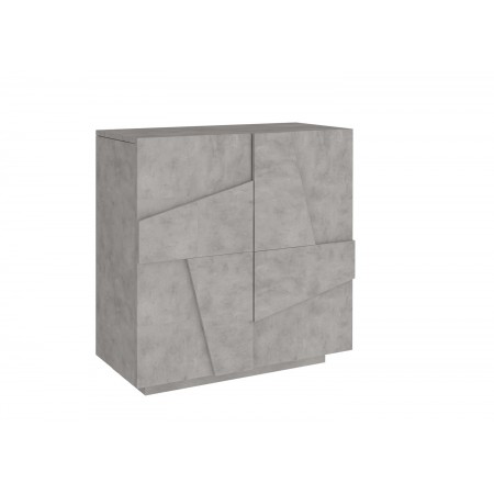Mobile da Ingresso Cemento Scarpiera con 2 Ante in Legno Porta Scarpe