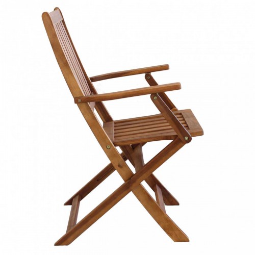 Set 2 Sedie con Braccioli Pieghevoli Poltrona in Legno di Acacia Giardino