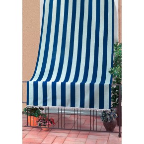 Tenda Parasole 140x250 a Soffitto per Terrazzo e Balcone Riga Bianco Blu