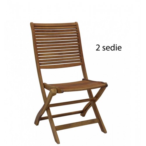 Set 2 Sedie Pieghevole in Legno Acacia Poltrona Salvaspazio da Giardino